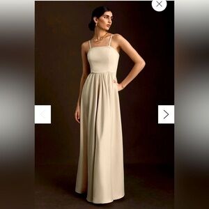 Anthropologie BHLDN Elsie Straight-Neck Satin A-Line Gown